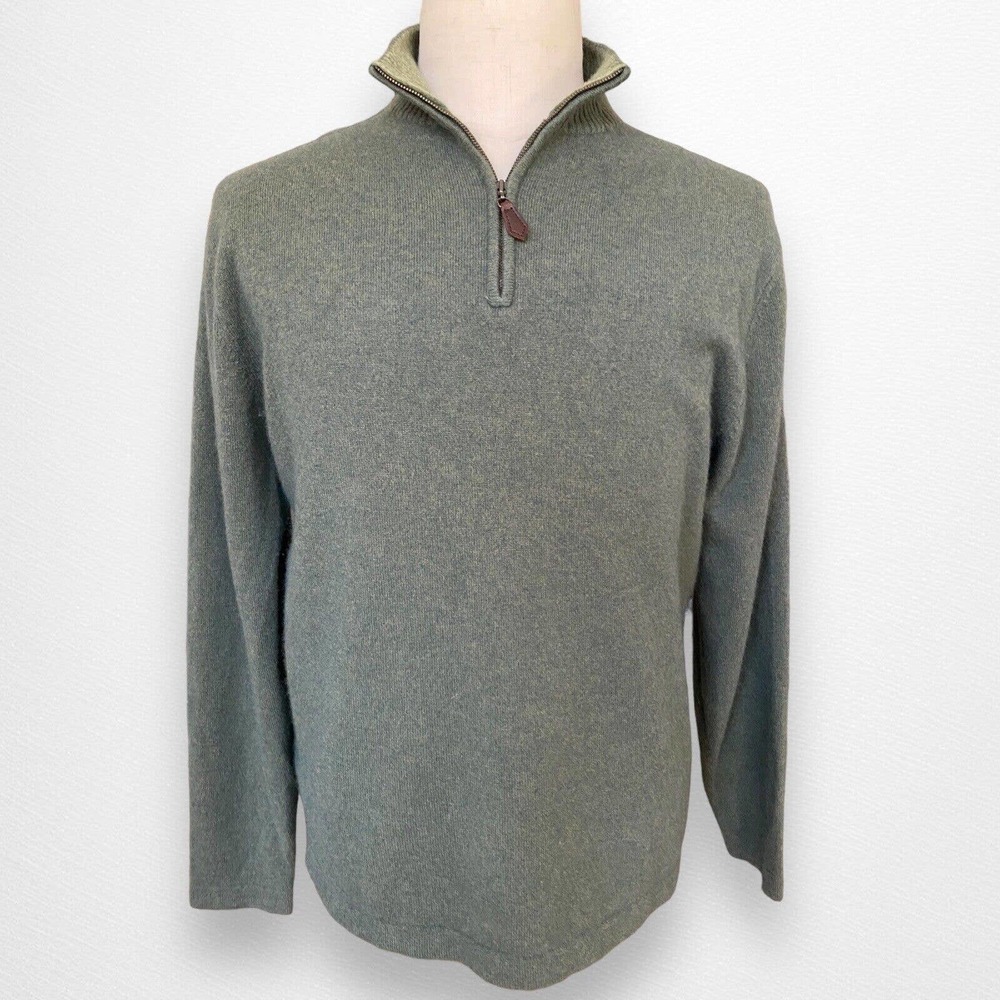 Allen Solly Cashmere Green Quarter Zip Sweater Men's Size Medium